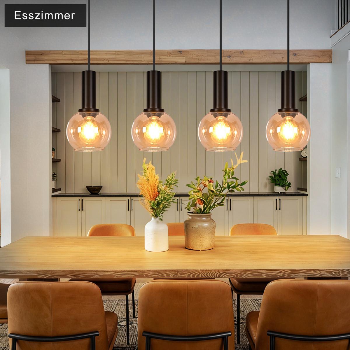 PENDELLEUCHTE Fenrik 55/13/145 cm - Schwarz, Glas/Metall (55/13/145cm) - ZMH