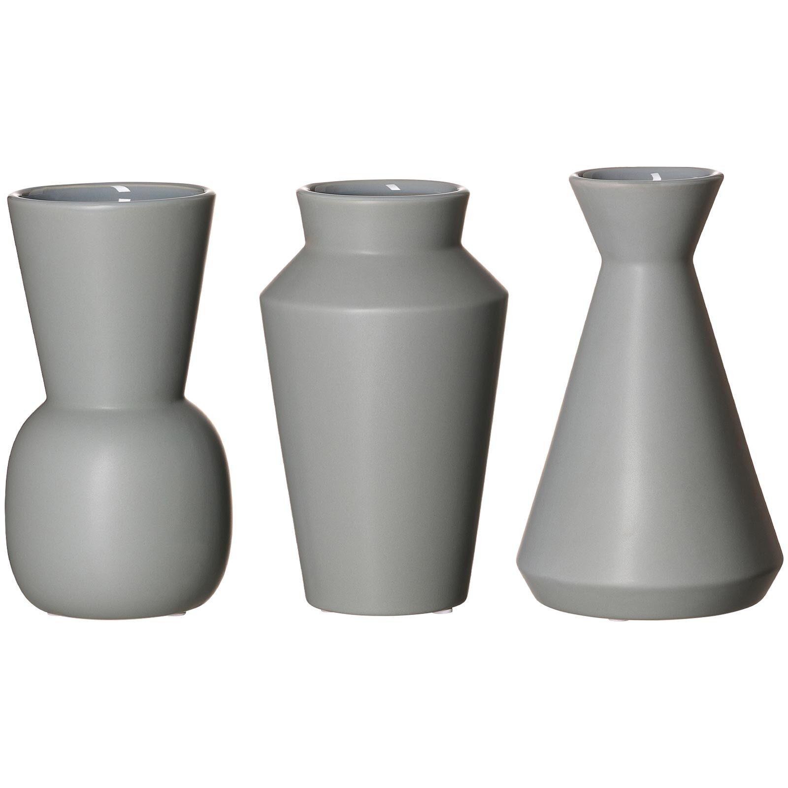 VASEN-SET Kalmar grau 20 cm 3-tlg. - Grau, Keramik (20cm) - Ritzenhoff Breker