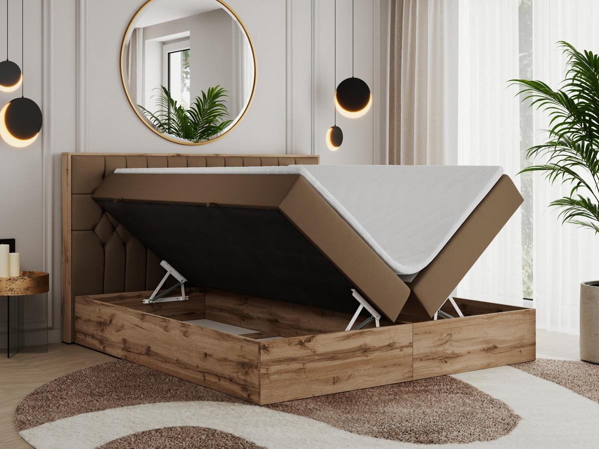 BOXBETT AMORE 140/200 Braun Kunstleder - H4 - Braun, Holz/Textil (140/200cm) - MKS