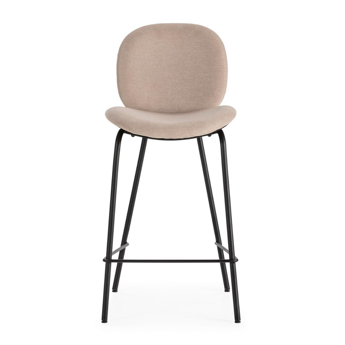 BARHOCKER (Set aus 2) aus Stoff mit schwarzen Metallbeinen - cori 43/54/66 cm - Beige, Textil (54/66/43cm) - Calicosy