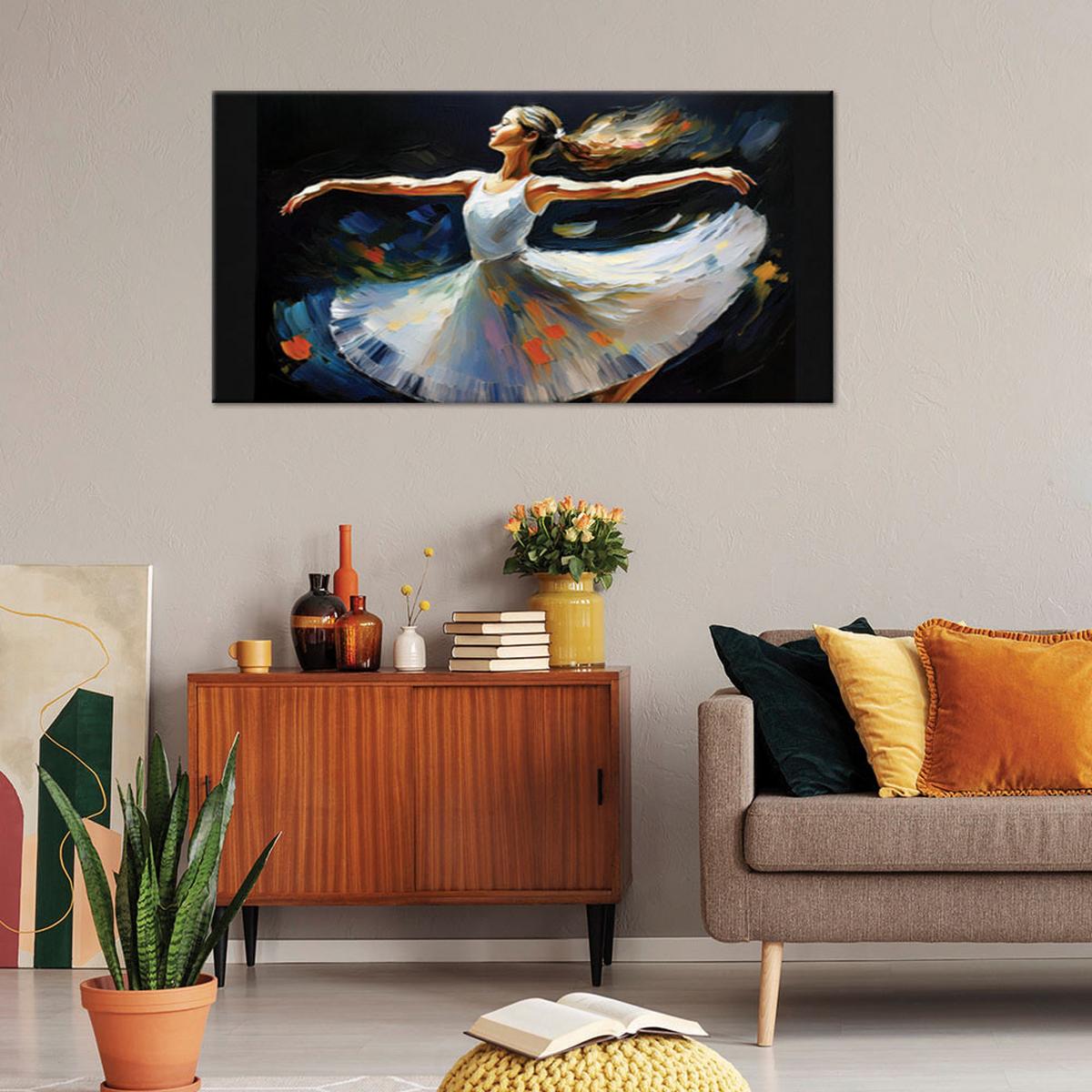 LEINWANDBILD Ballerina-Frau tanzt 100x50cm - Grau, Textil (100/50cm) - Feeby