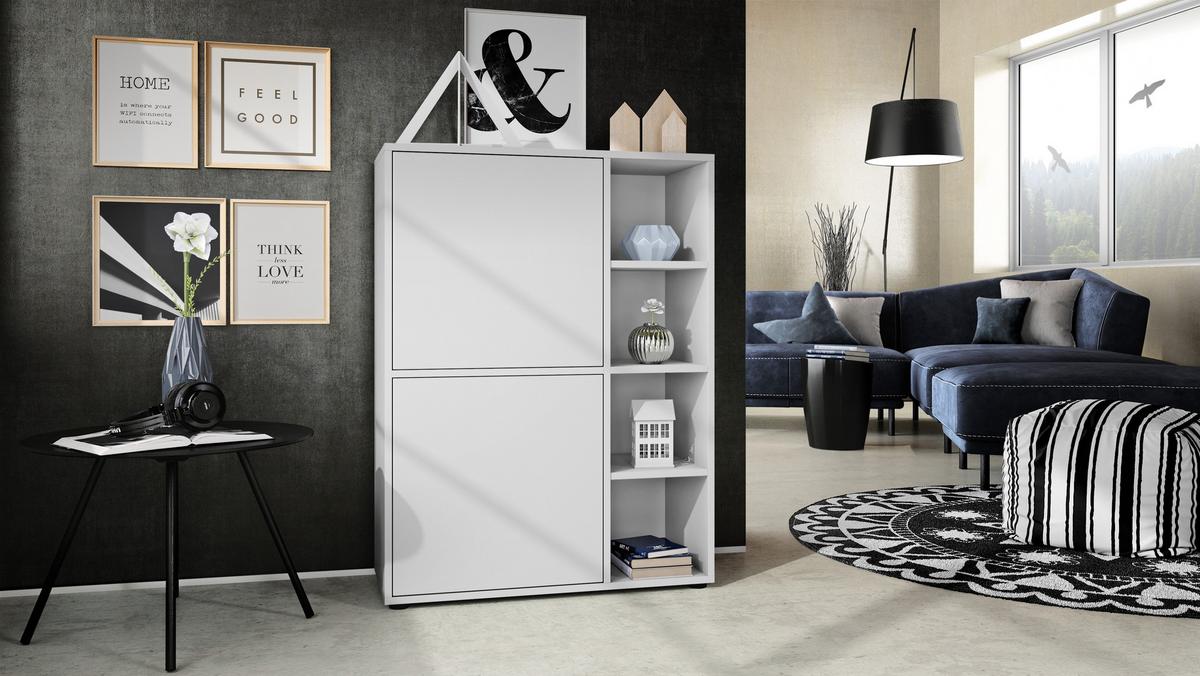 WOHNZIMMERSET Miami Weiß matt - Weiß, Holzwerkstoff (214.5/105.5/35.5cm) - Vladon