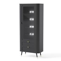 VITRINE NOIR 78 cm mit LED-Beleuchtung, Schwarz - Goldfarben/Schwarz, Holzwerkstoff/Metall (78.4/192.4/40cm) - Idohome