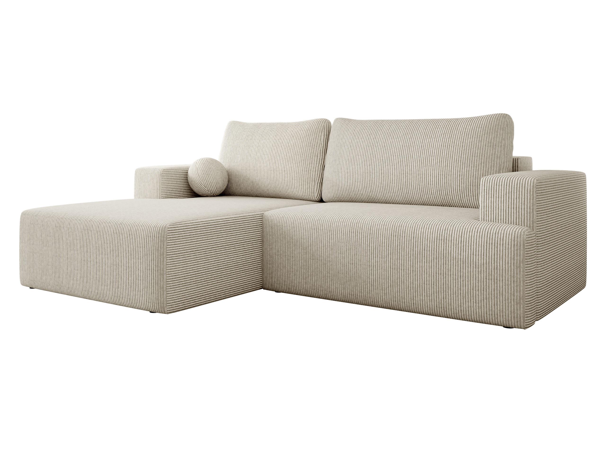 ECKSOFA Mivo Cord, Seite: Links - Beige/Schwarz, Holz/Kunststoff (266/163cm) - MIRJAN24