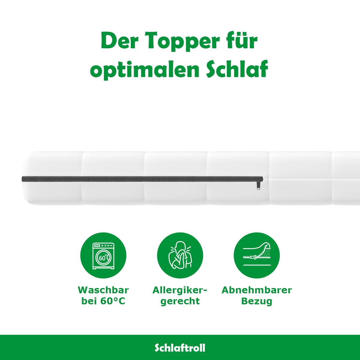 MATRATZENTOPPER 80 x 190 cm – ca. 5 cm Höhe - Weiß, Textil (80/190cm) - Schlaftroll
