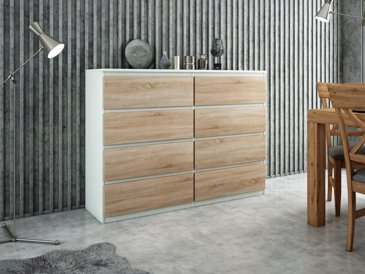 KOMMODE Weiß, Sonoma 139/102/39 - Weiß/Sonoma Eiche, Holzwerkstoff (139/102/39cm) - RAUMHIRSCH FURNITURE