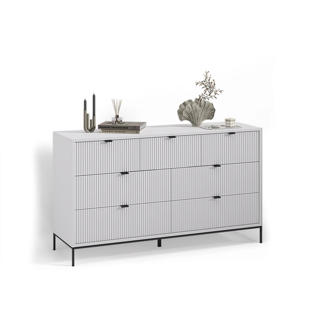 SIDEBOARD Aterno Weiß 42 x 81 cm mit 7 Schubladen - Weiß, Holzwerkstoff (42/81/140cm) - Livinity®