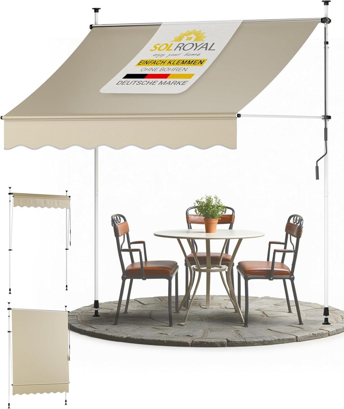 BALKONMARKISE SolVision BM3 Klemmmarkise 2,0x1,8m Beige - Beige, Textil (1800/1/2000cm) - Sol Royal