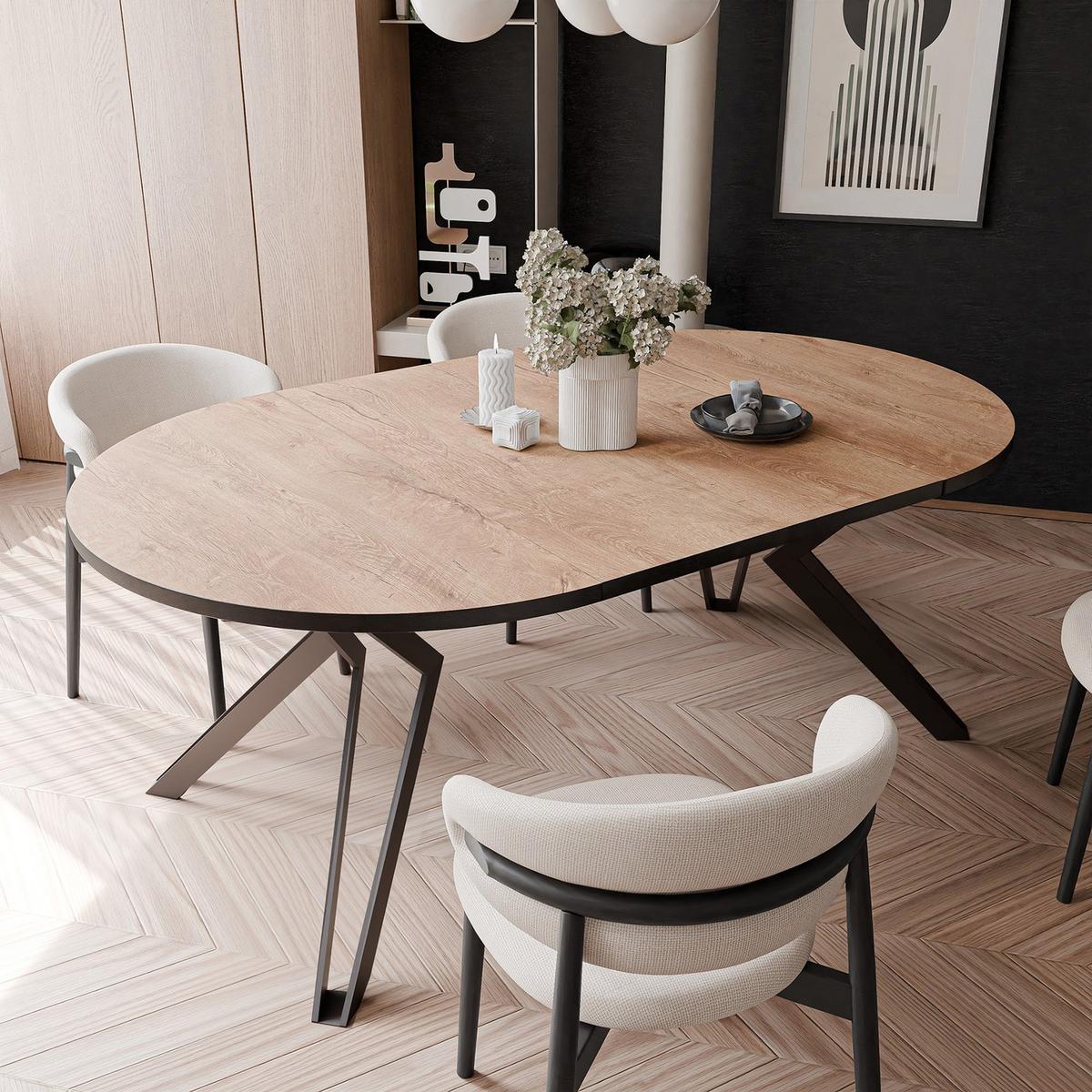 ESSTISCH ausziehbar aus MDF, Braun - Dunkelbraun/Schwarz, Holzwerkstoff (120/120/76cm) - Idohome