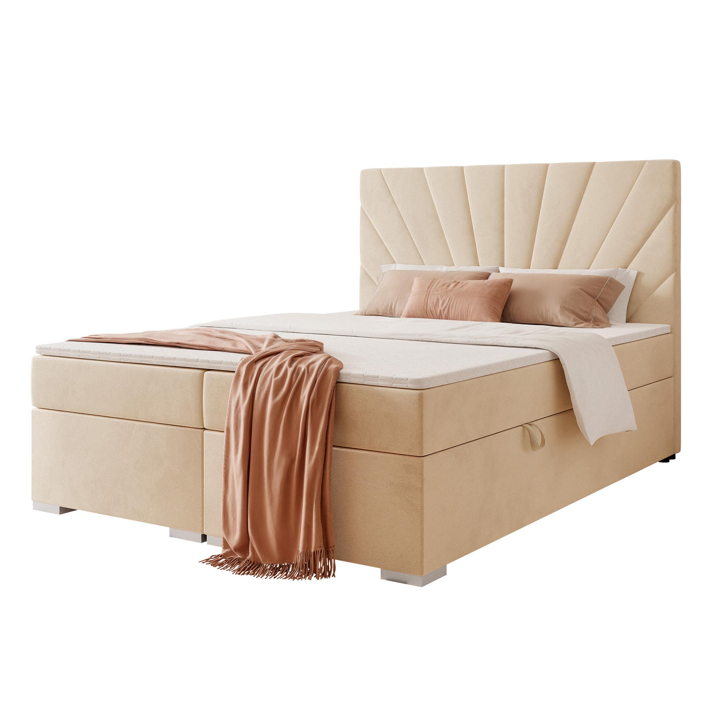 BOXBETT 160x200 cm mit Topper - Creme, Holzwerkstoff/Textil (120/200cm) - Idohome