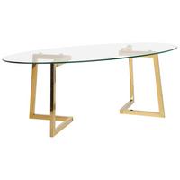 COUCHTISCH Glas Gold oval Fresno - Transparent/Goldfarben, Glas (60/120/45cm) - Beliani