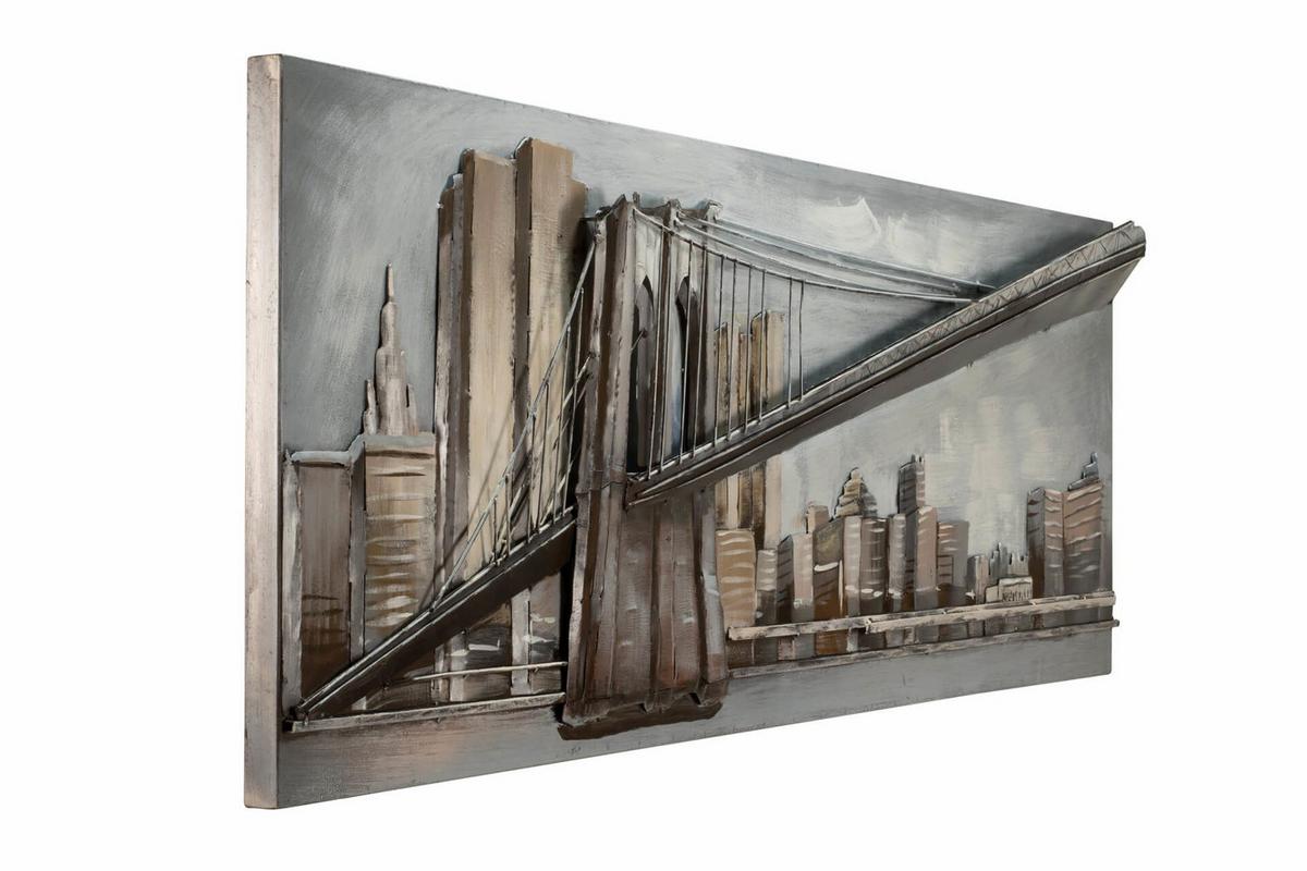 METALLBILD Blau 144/44 cm - Blau/Grau, Metall (9.6/44cm) - KUNSTLOFT