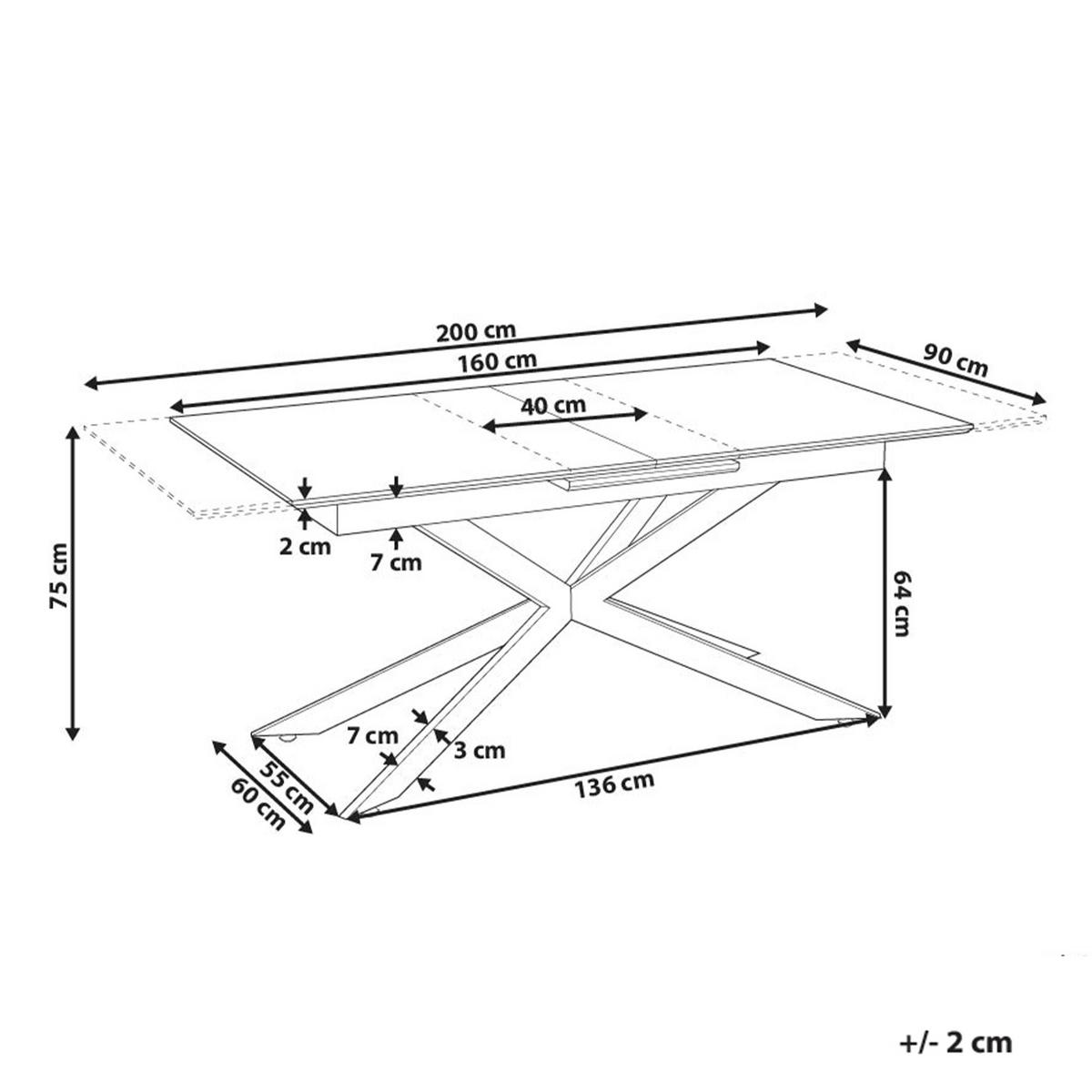 ESSTISCH Hellbraun 160-200/90 cm Finley - Hellbraun, Holzwerkstoff (160/90/75cm) - Beliani