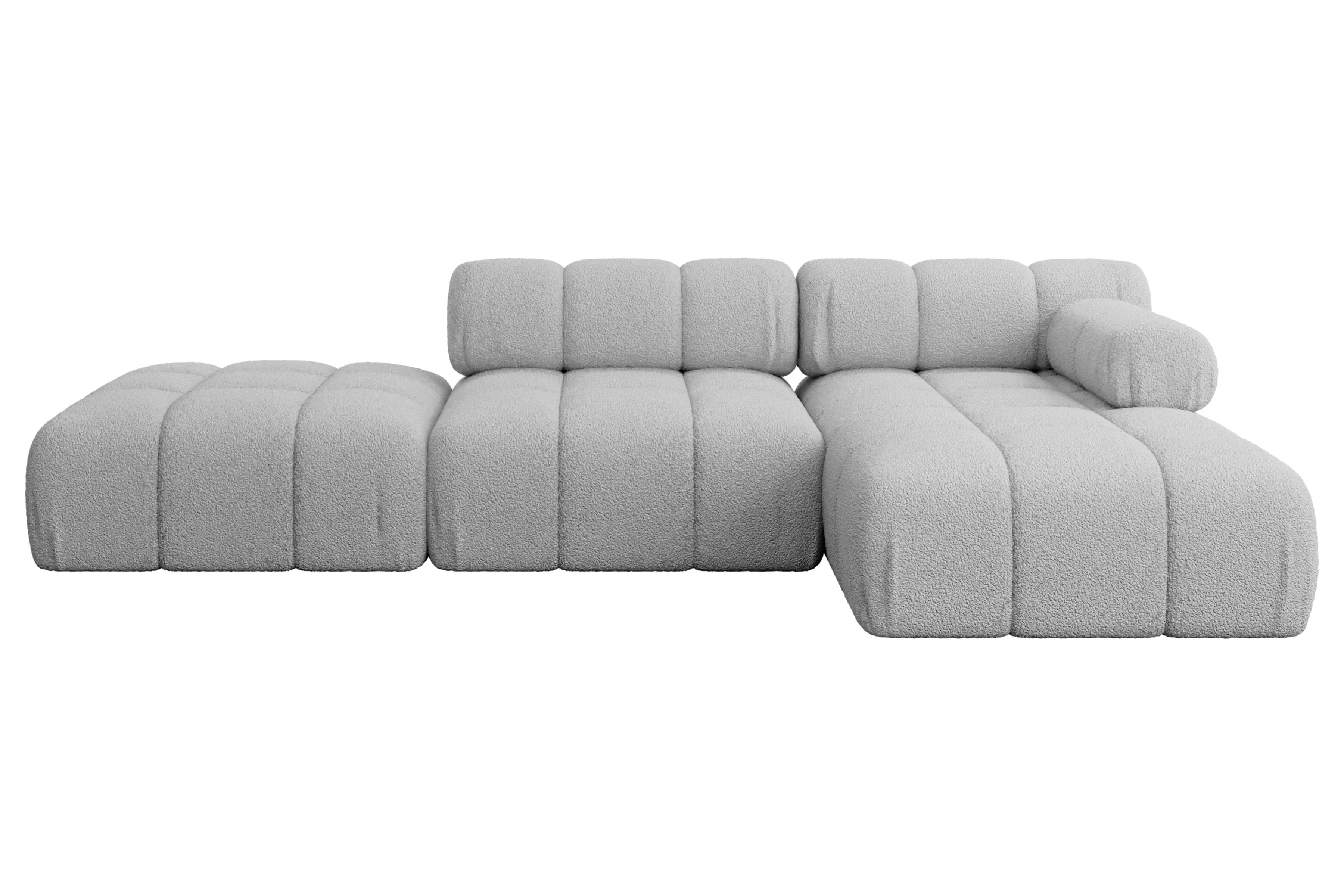 ECKSOFA modulares Sofa Lizur-L1 - 285x160x70 cm Hellgrau Bouclé - Hellgrau, Holzwerkstoff/Textil (285/160cm) - ALTDECOR