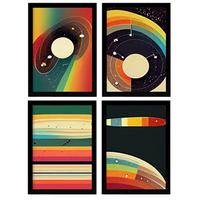 POSTER Set mit 4 Abstrakt Spiral Moderne Galaxien A4 Rahmenlos - Klar, Papier (29.7/3cm) - Nacnic