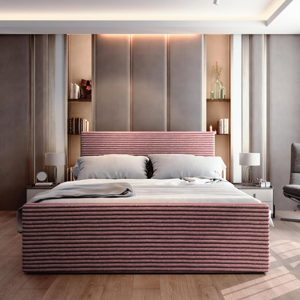 BOXBETT BRENTO 160x200 cm mit Matratze und Topper - Rosa - Rosa, Holz (160/200cm) - MASSENO