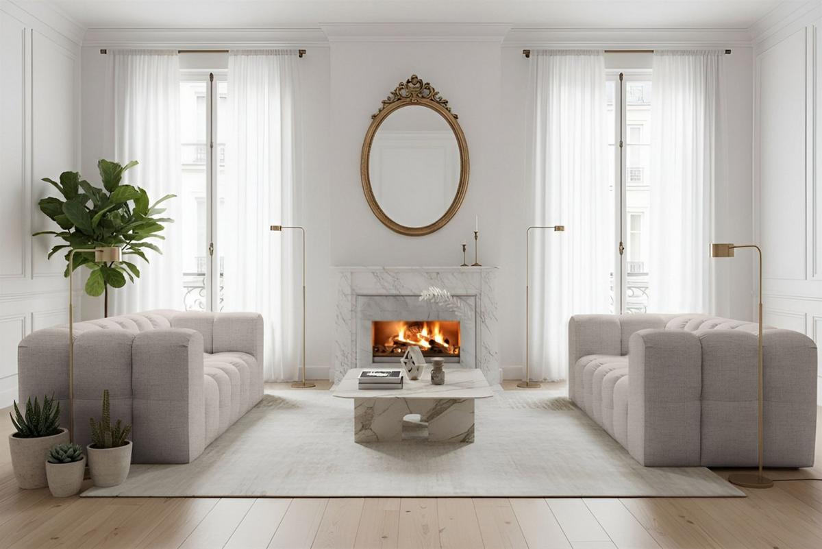 SOFASET Solvie 2-2 In Moly - Creme, Holzwerkstoff/Textil (200/75/106cm) - Fun Möbel
