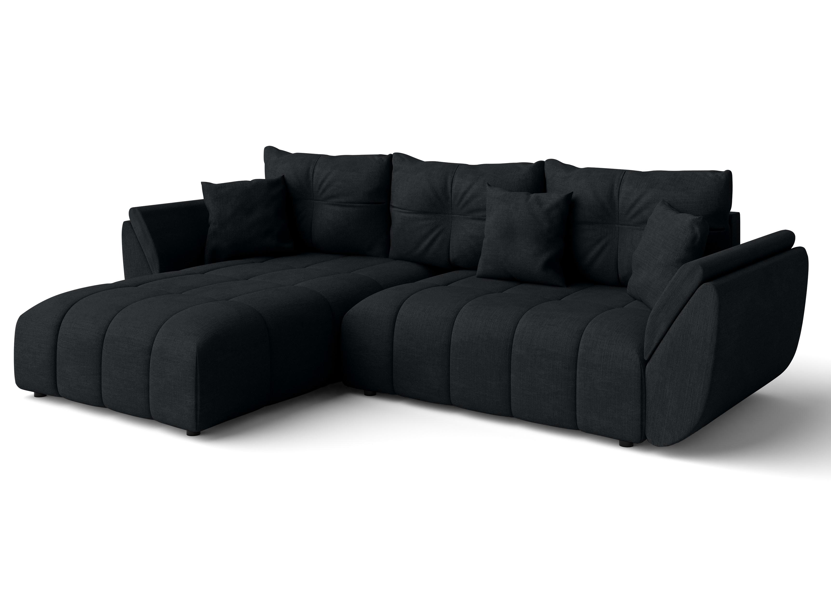 ECKSOFA L Form Verciani Schwarz 280/190/91 cm mit Schlaffunktion - Schwarz, Kunststoff/Textil (280/190cm) - AX Living