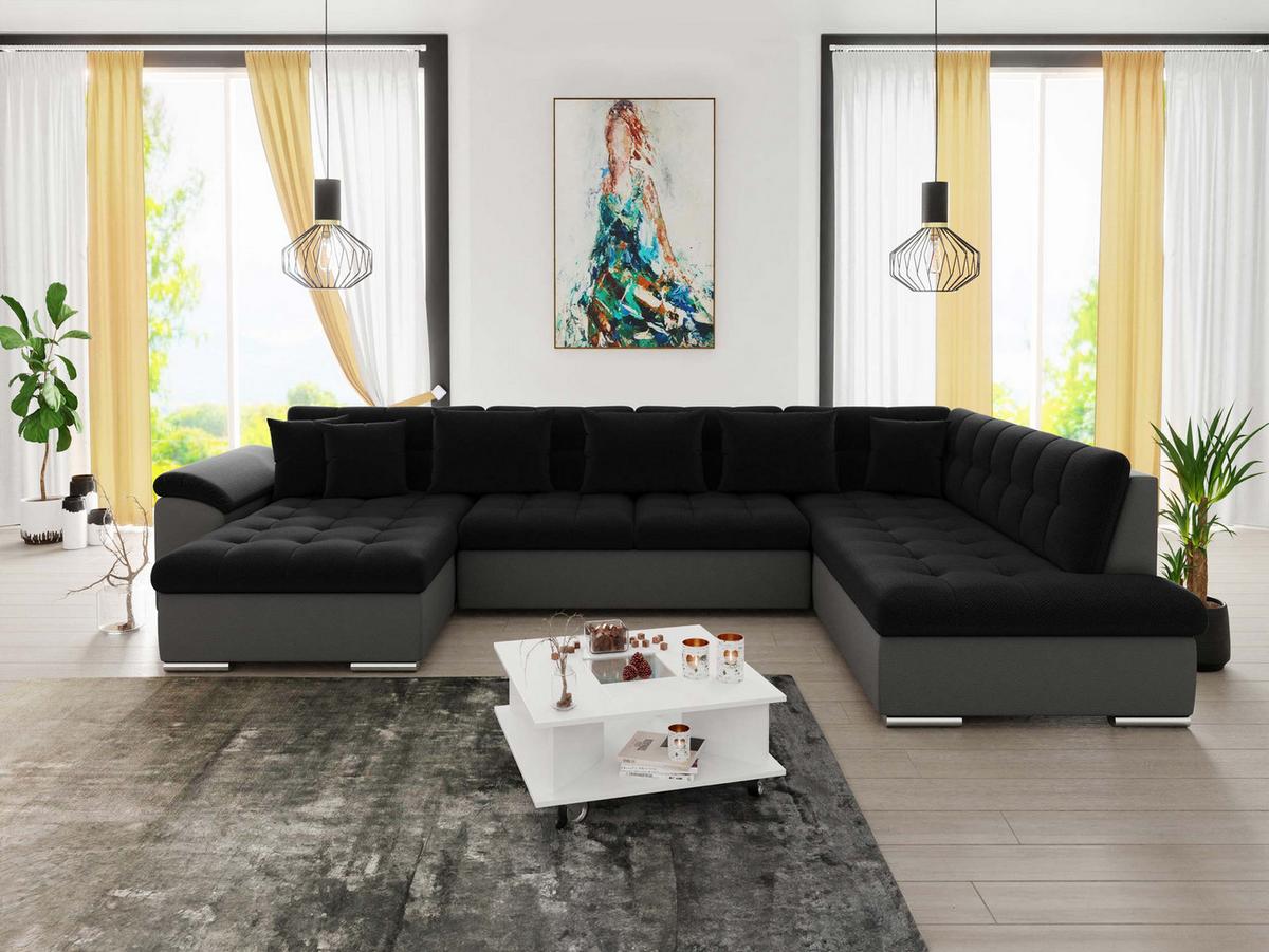WOHNLANDSCHAFT Niko Bis, Seite: Links - Anthrazit, Holz/Textil (348/76/205cm) - MIRJAN24