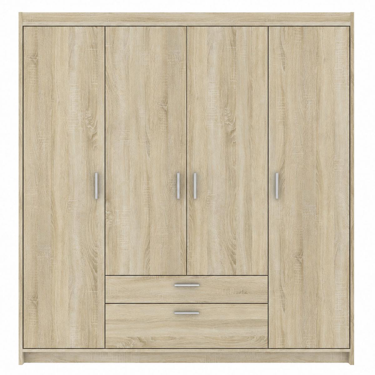 DREHTÜRENSCHRANK Elena mit 4 Türen und 2 Schubladen, ohne Spiegel Sonoma Eiche - Sonoma Eiche, Holzwerkstoff (176/190/53cm) - Beautysofa