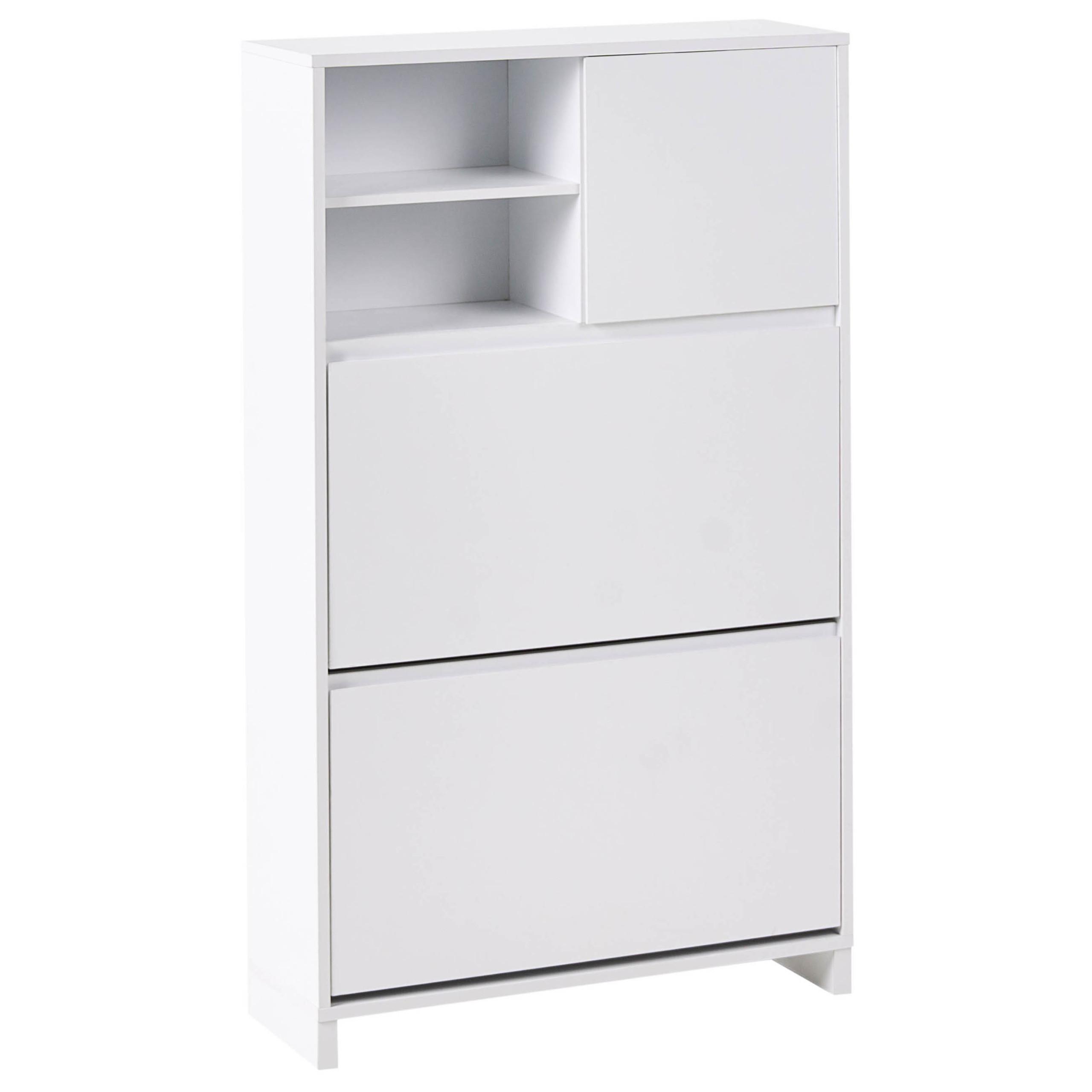 SCHUHSCHRANK Weiß Cobar - Weiß, Holzwerkstoff (70/118/24cm) - Beliani