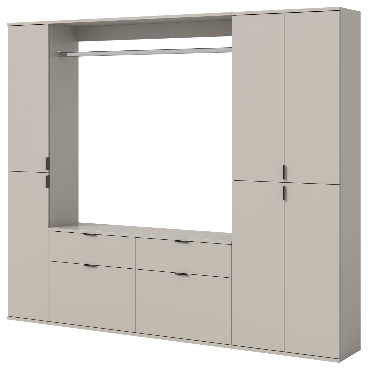GARDEROBEN-SET Kaschmir 212 x 193 cm, Garderobenschrank mit viel Stauraum - Kaschmir/Schwarz, Holzwerkstoff/Metall (212/193/34cm) - Inn.Furn
