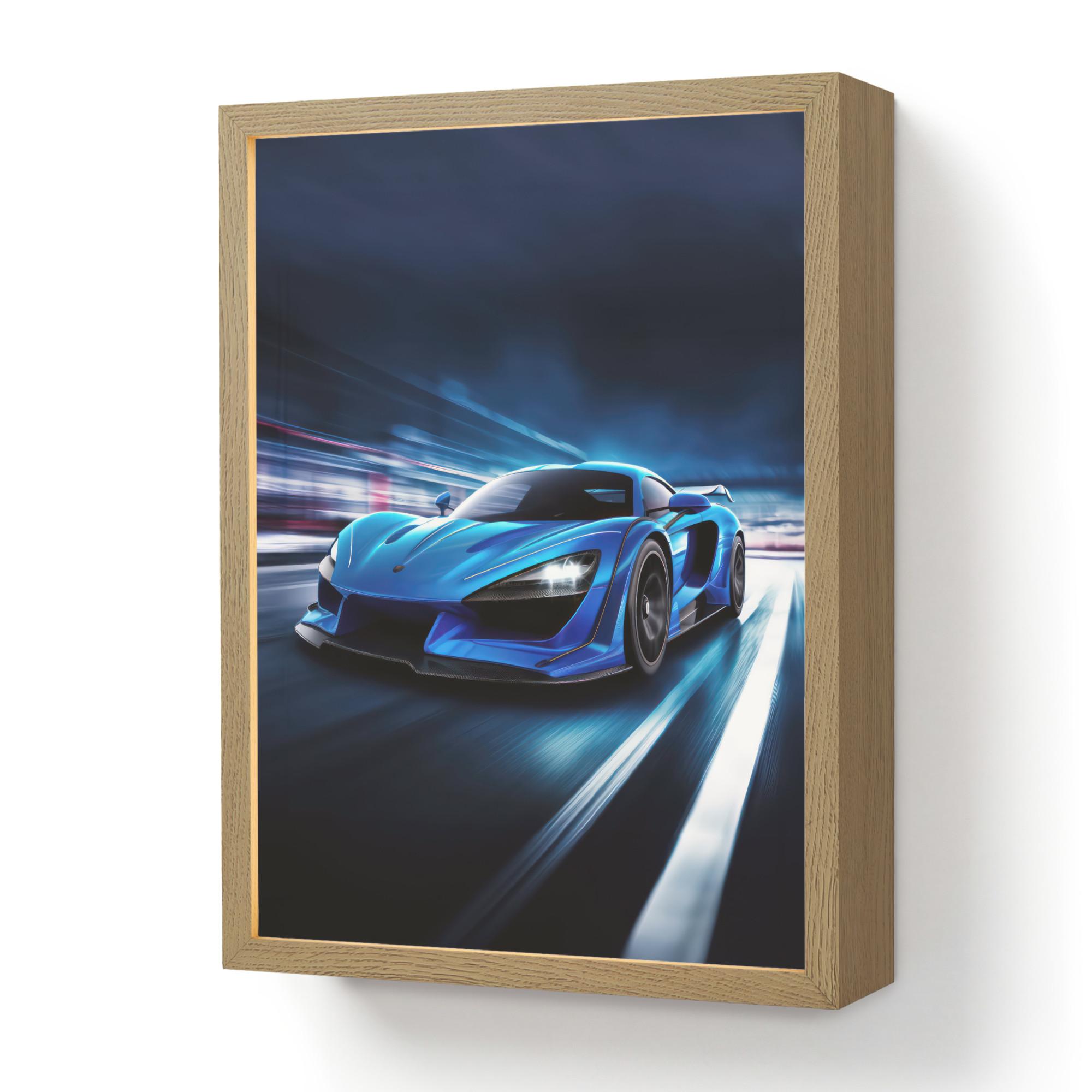 NACHTTISCHLAMPE MIT AKKU Auto - Blau - Jungen - Kind 30x40 cm - Blau, Holzwerkstoff (8/30/40cm) - OnlyWow