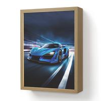 NACHTTISCHLAMPE MIT AKKU Auto - Blau - Jungen - Kind 30x40 cm - Blau, Holzwerkstoff (8/30/40cm) - OnlyWow
