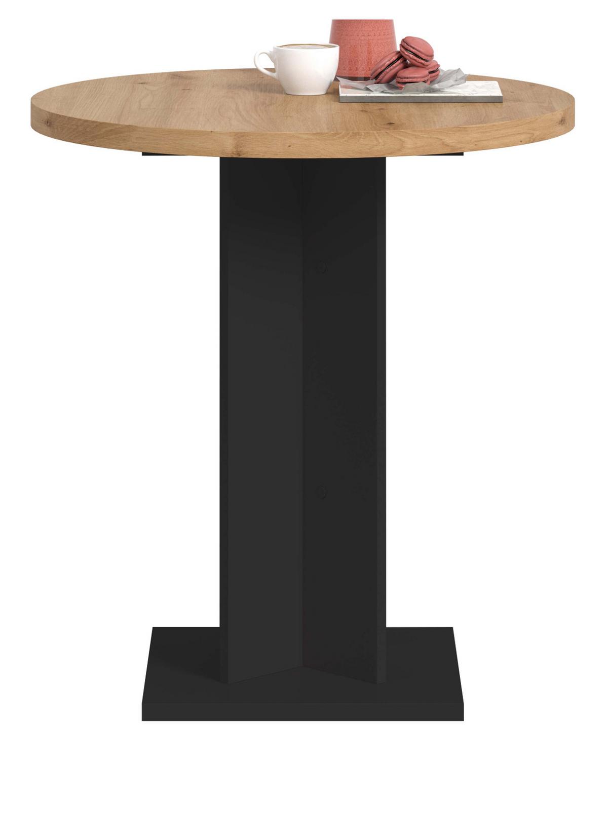 ESSTISCH Eiche Artisan, schwarz, Küchentisch rund Ø 70 cm - Schwarz/Eiche Artisan, Holzwerkstoff (70/70/76cm) - Inn.Furn