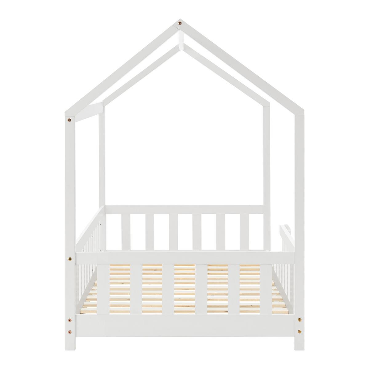 HAUSBETT Hesel mit Matratze - Weiß, Holz/Textil (90/200cm) - [en.casa]