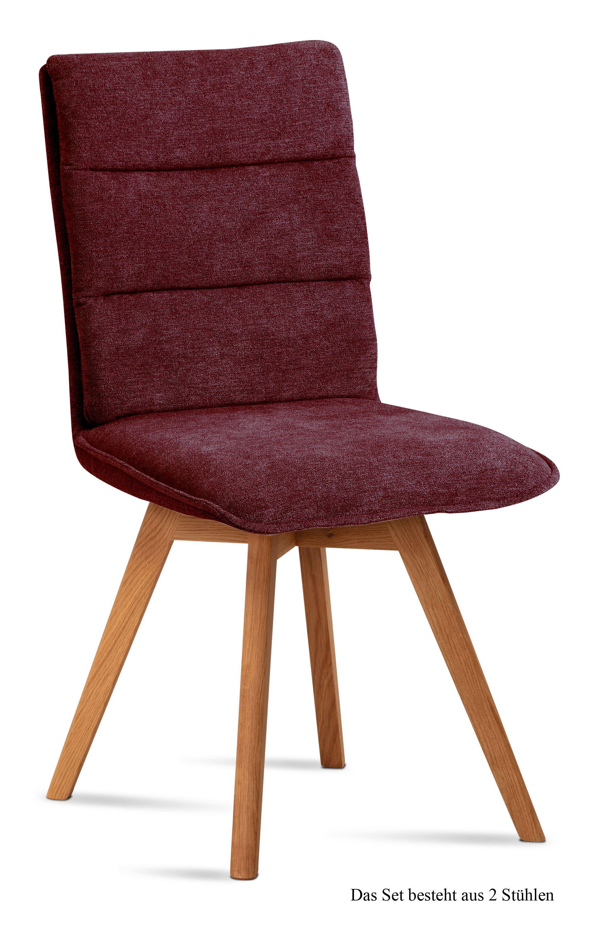 ESSZIMMERSTUHL (2er-Set) Dobra 47x92x60 Eiche geölt/Marsala - Eichefarben/Brombeere, Kunststoff (60/92/47cm) - 58aufmkessel