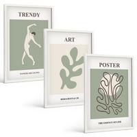 BILDER SET 3er Set - 40x60 cm Weißer Rahmen - Abstrakte Pflanzenfiguren - Weiß, Kunststoff (40/60cm) - TULUP