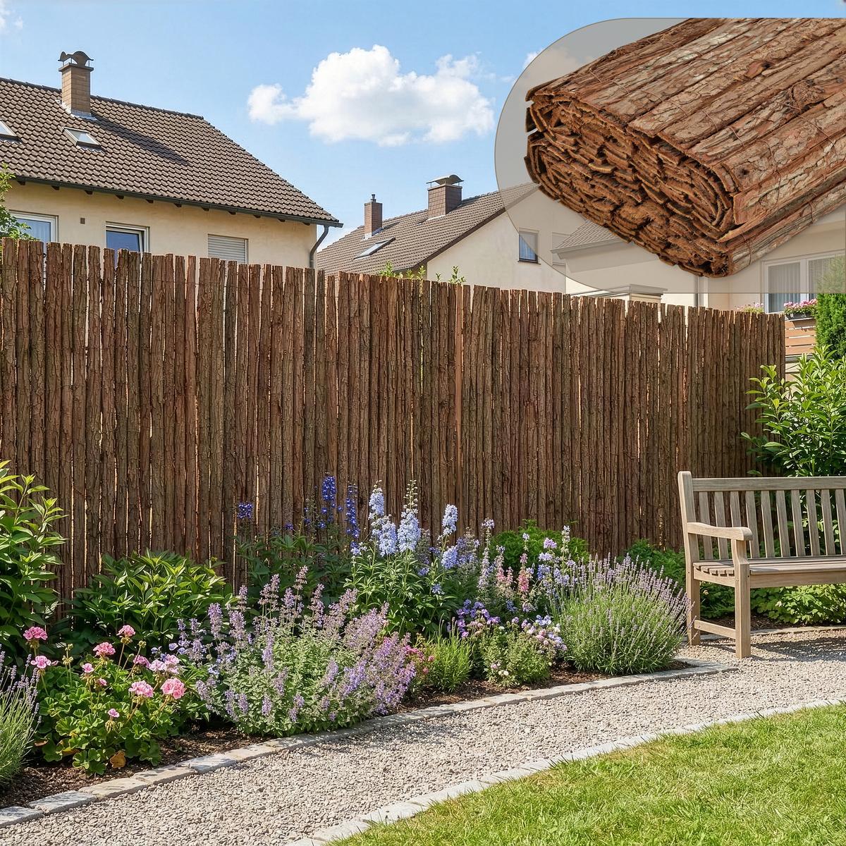 RINDENZAUN Zamora - Dunkelbraun, Naturmaterialien (300/160cm) - casa.pro