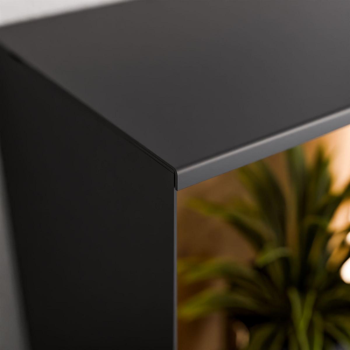 METALLREGAL QUADRO mit LED Beleuchtung - Schwarz/Eiche Artisan, Holzwerkstoff (33/33/20cm) - Lookway