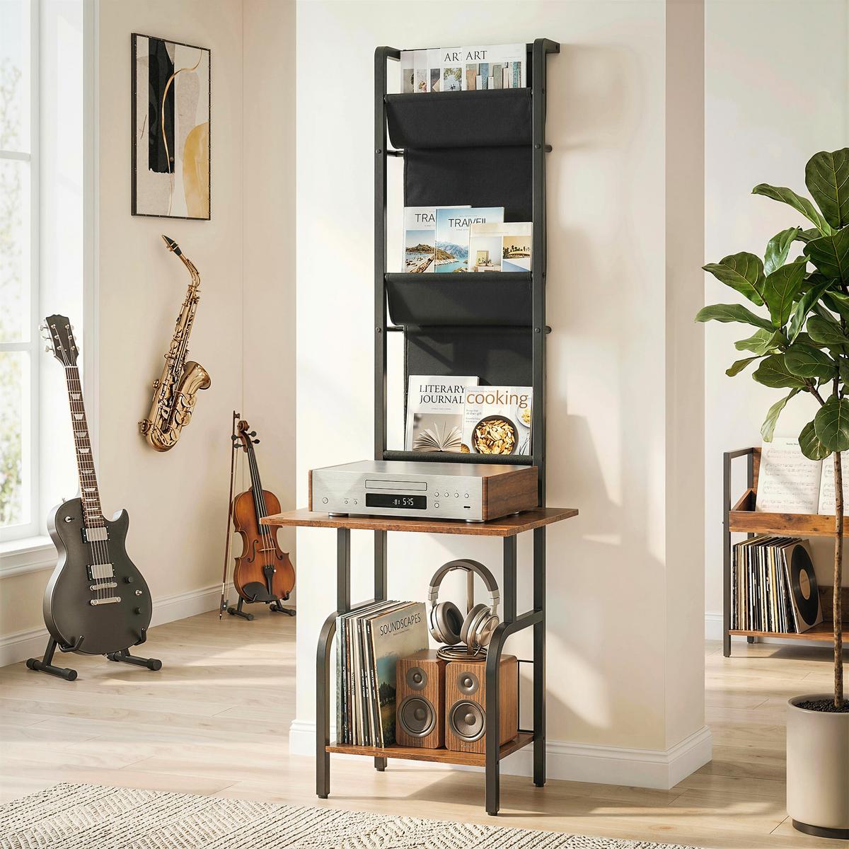 CD-REGAL Stahl Spanplatte Rustikal-Braun - Braun, Holzwerkstoff (48.5/144/50cm) - HOMCOM