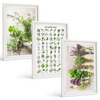 BILDER SET 3er Set - 40x60 cm Weißer Rahmen - Getrocknete Kräuter für die Küche - Weiß, Kunststoff (40/60cm) - TULUP