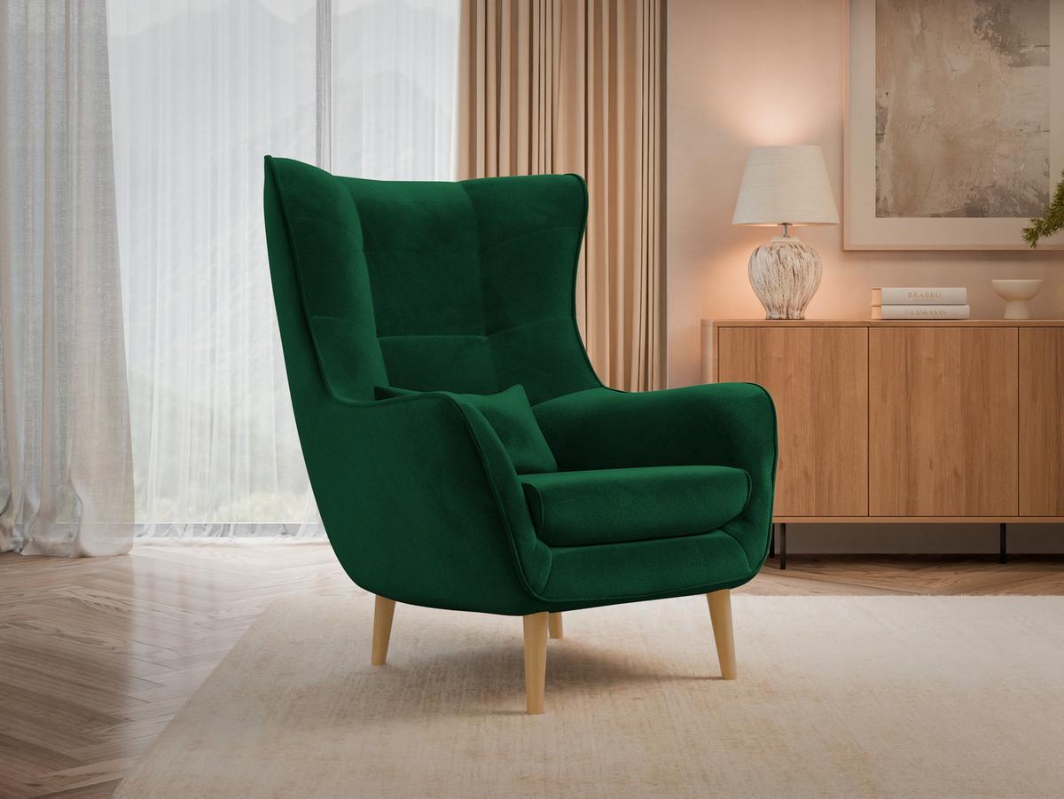 SESSEL Estjano - Dunkelgrün/Beige, Holz/Textil (80/106/95cm) - MIRJAN24