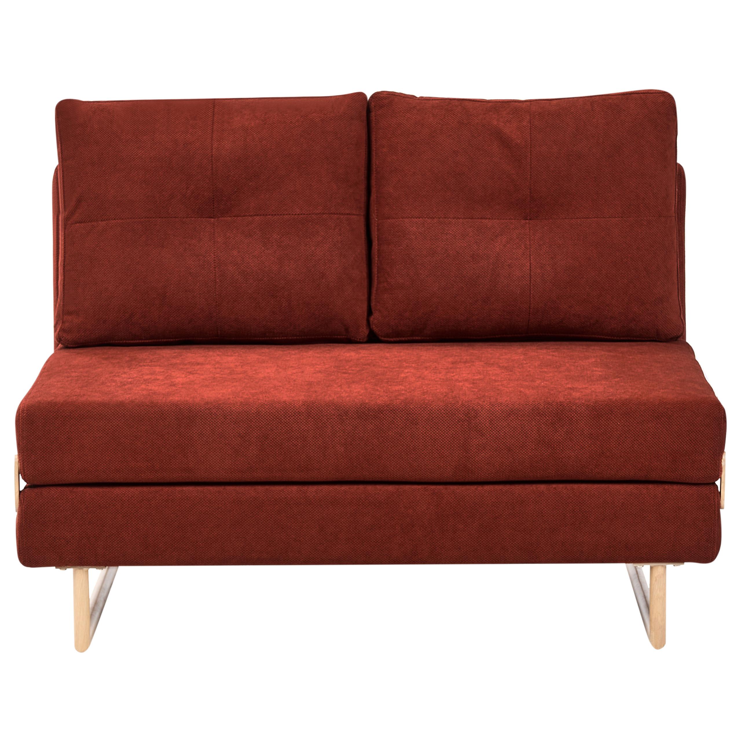 SCHLAFSOFA 2-Sitzer Stoff Rot Jerslev - Hellbraun/Rot, Textil (120/87/84cm) - Beliani