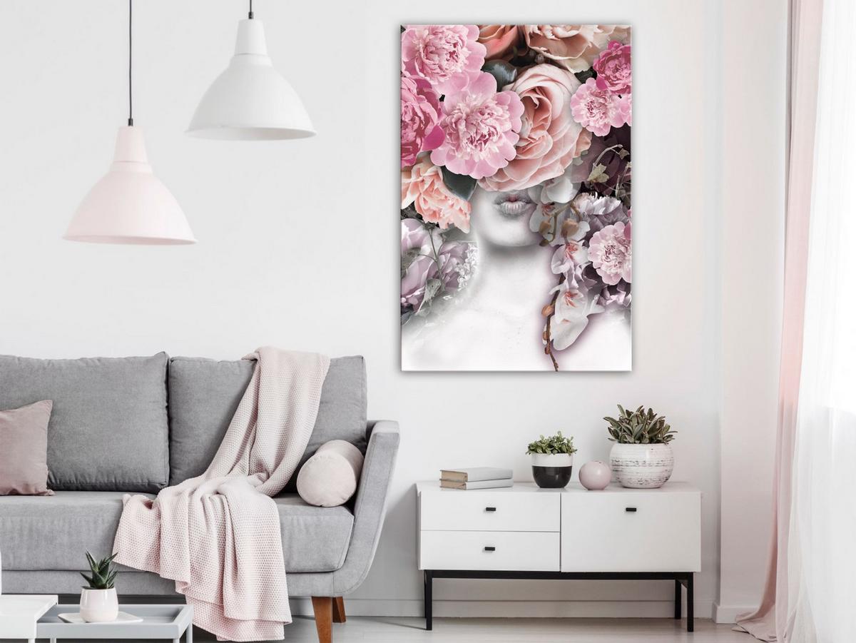 KUNSTDRUCK Grau 40/60 cm - Pink/Grau, Textil (40/60cm) - KUNSTLOFT