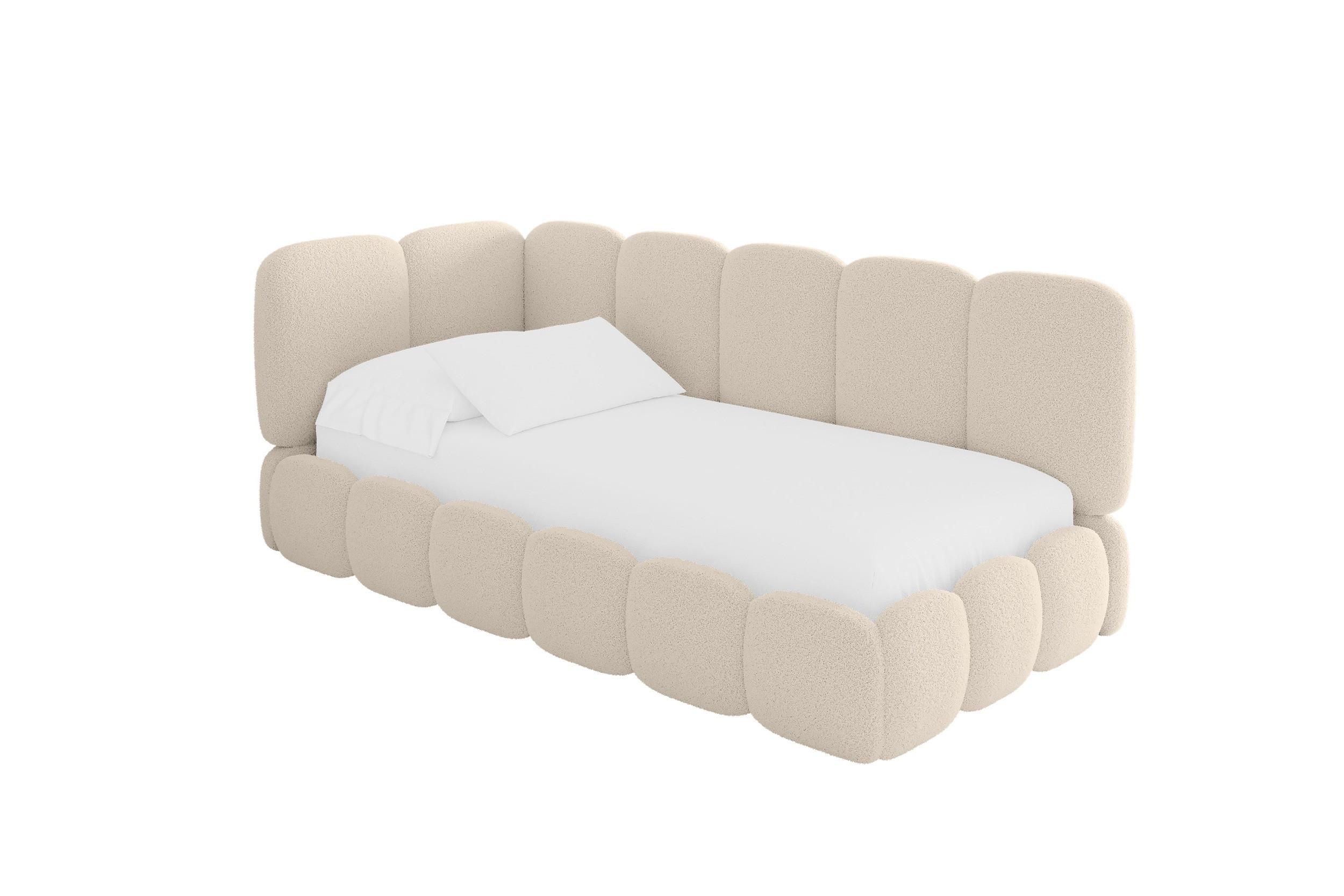 EINZELLBETT Jugendbett mit Bettkasten, Rechts - AVRY 90x200 Dunkelbeige - Taupe/Cappuccino, Holzwerkstoff/Textil (90/200cm) - ALTDECOR