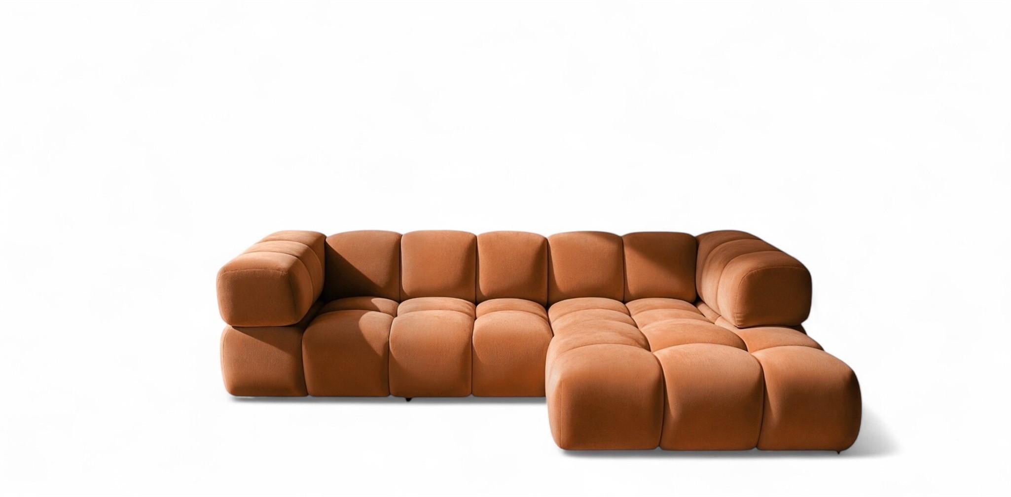 ECKSOFA Blanche In Bluvel - Rotbraun, Holzwerkstoff/Textil (150/280cm) - Fun Möbel
