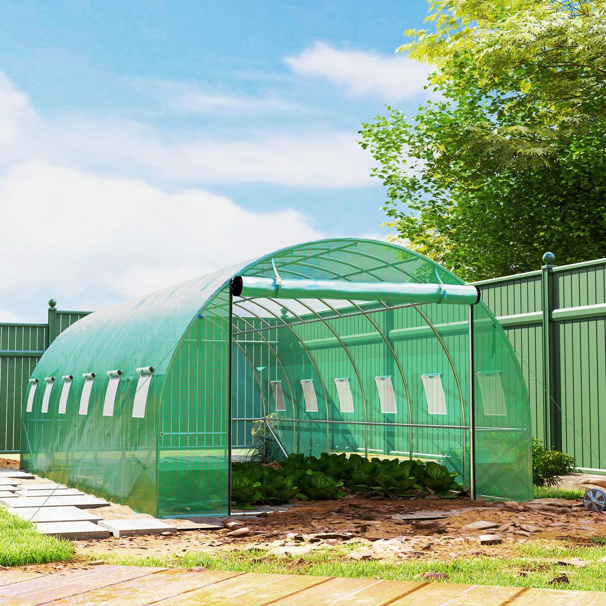 FOLIENTUNNEL, 600L x 300B x 197H cm - Grün, Kunststoff (300/197/600cm) - Outsunny