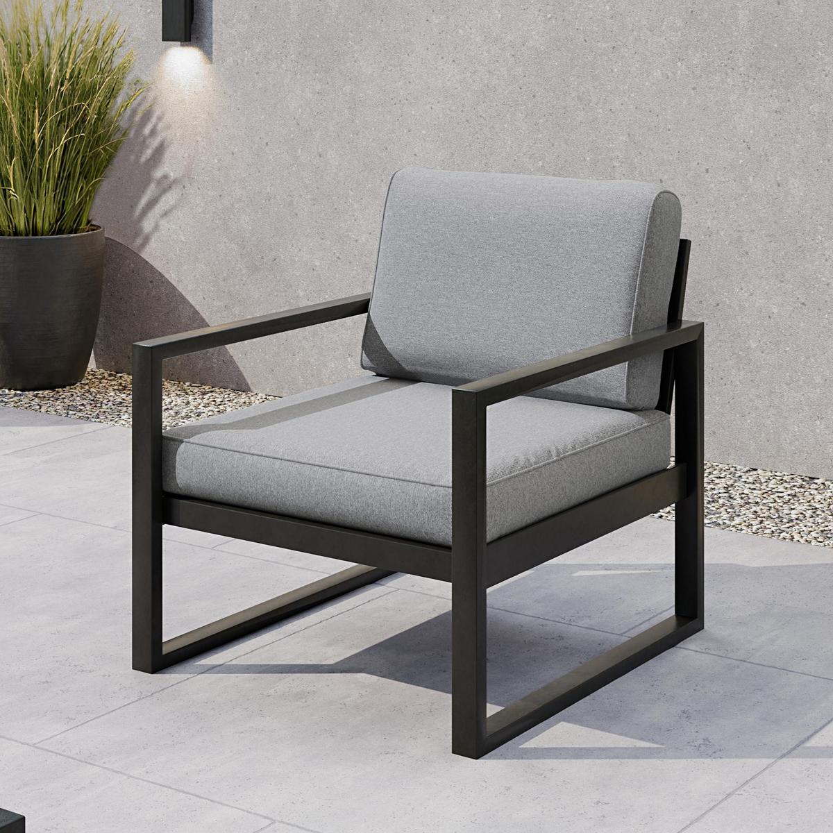 GARTENSET Stella mit Sofas und Sessel, mit Metallrahmen, Hellgrau - Hellgrau, Metall - Beautysofa