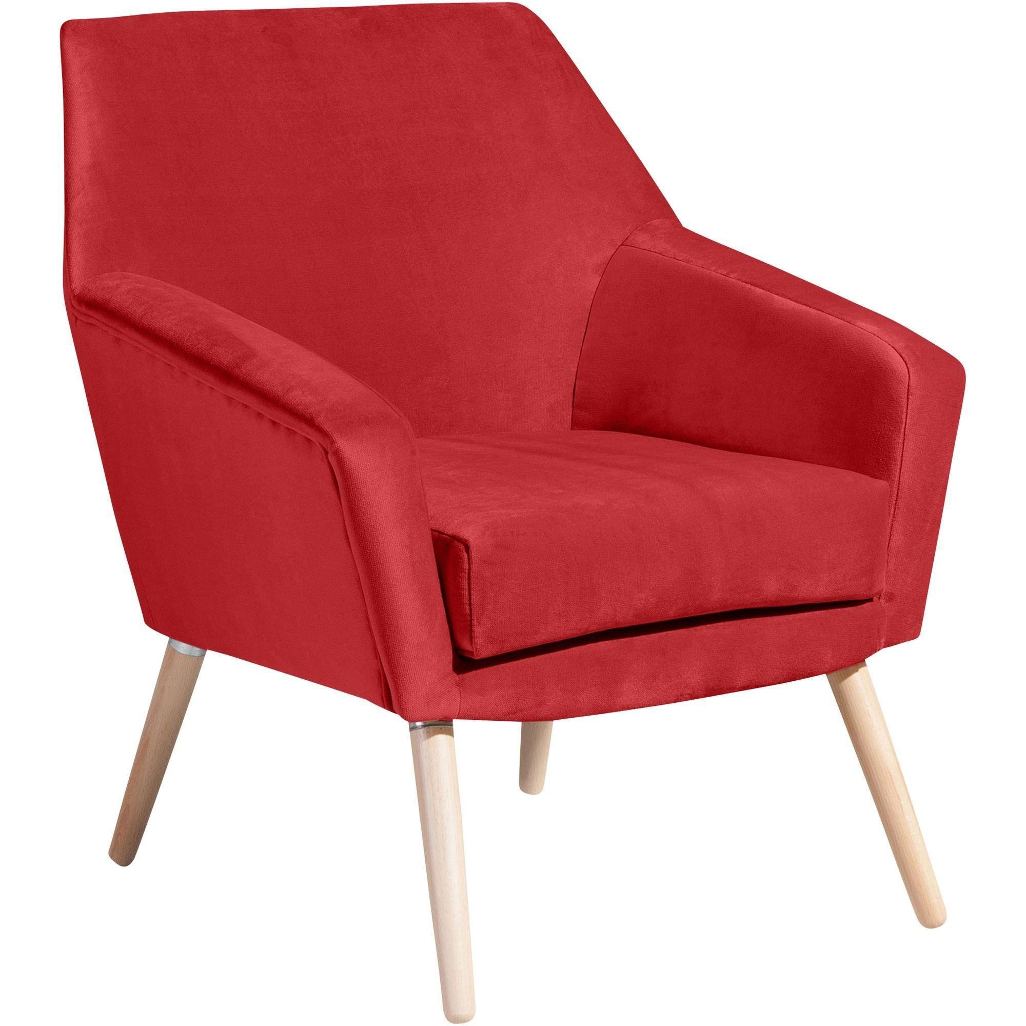 SESSEL Kachka Bezug Samtvelour Buche natur / rot - Buchefarben/Rot, Kunststoff (71/81/67cm) - 58aufmkessel