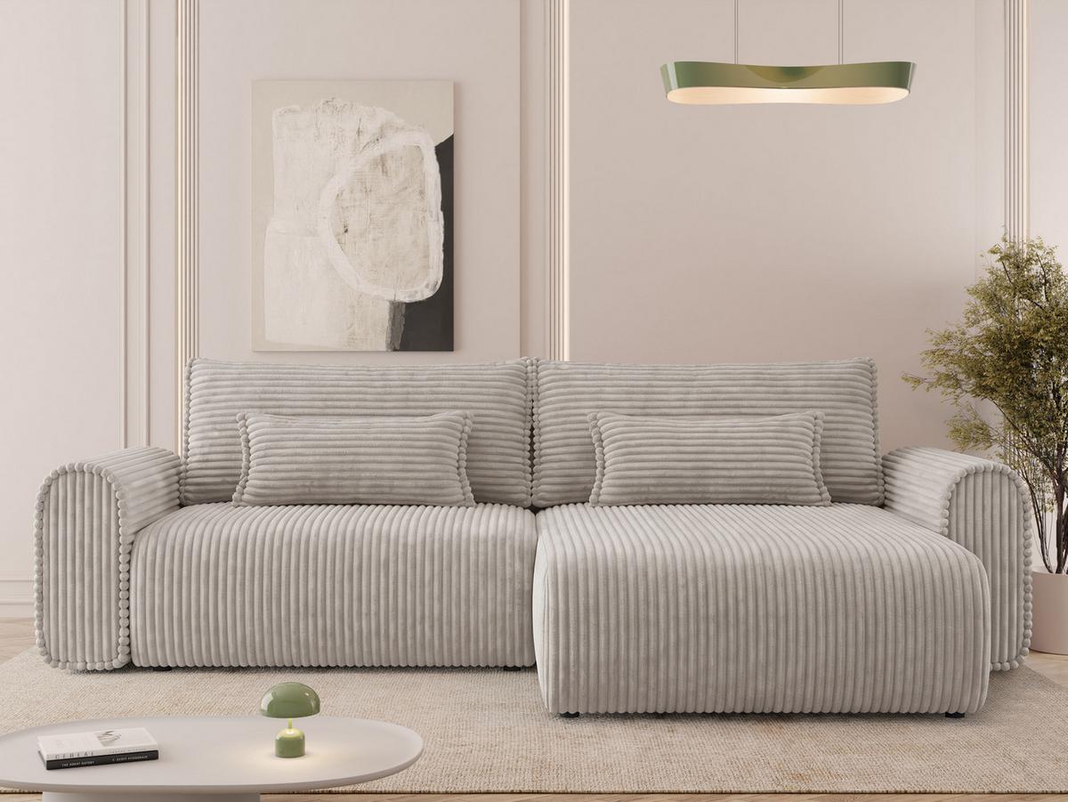 ECKSOFA Surles Cord - Schwarz/Naturfarben, Holz/Kunststoff (245/145cm) - MIRJAN24