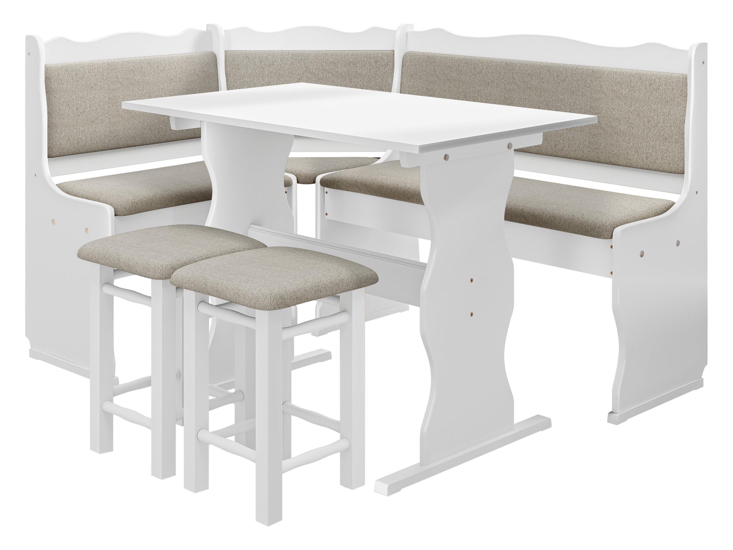 ECKBANKGRUPPE Mini - Beige/Weiß, Holz (145/87/105cm) - MIRJAN24