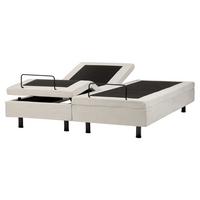 POLSTERBETT Verstellbar 160/200 cm Hellbeige Duke II - Beige/Schwarz, Textil (160/200cm) - Beliani