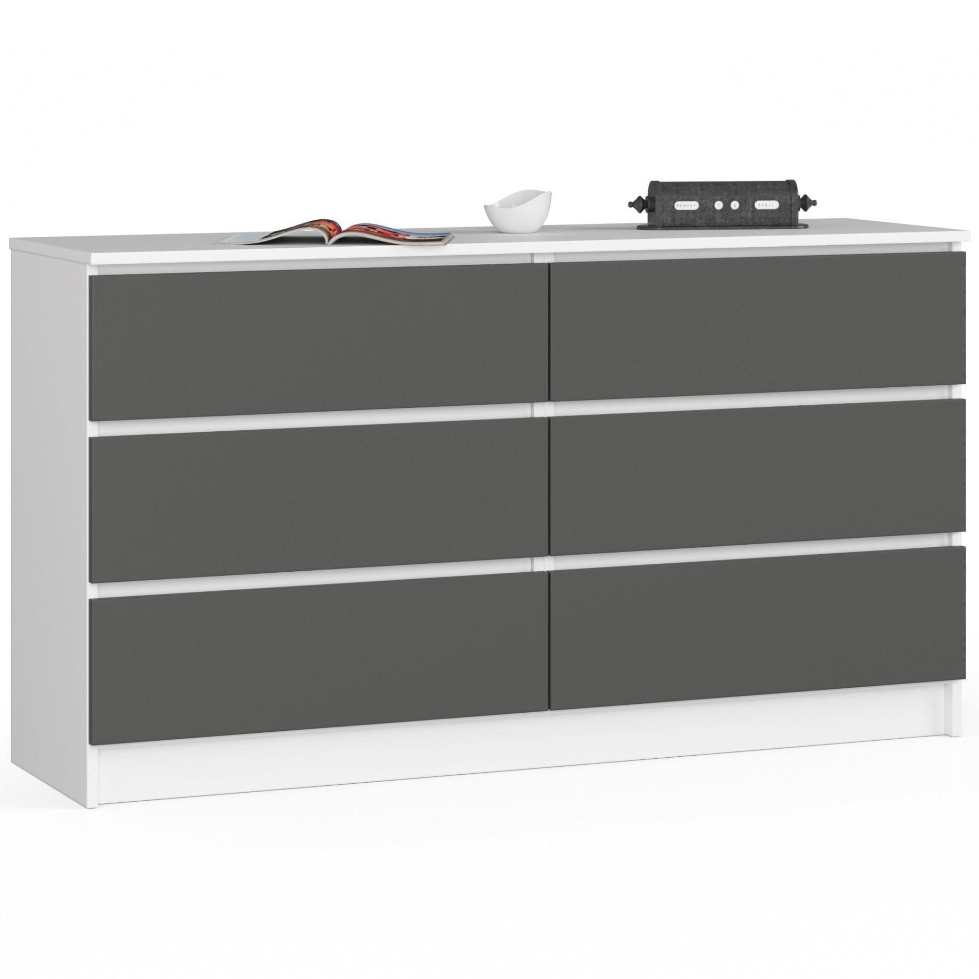 KOMMODE Weiß, Graphit Grau 77/138/40 - Weiß, Holzwerkstoff (138/77/40cm) - RAUMHIRSCH FURNITURE