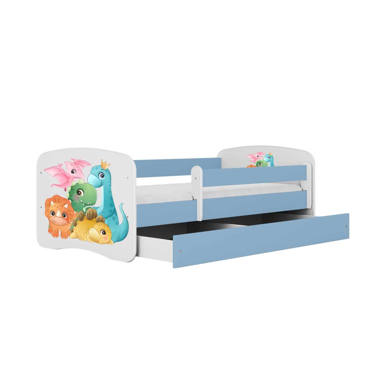 KINDERBETT Dino mit Schublade und Matratze 140/70 - Blau, Holzwerkstoff (70/140cm) - RAUMHIRSCH FURNITURE