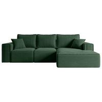 ECKSOFA mit Schlaffunktion und Bettkasten SERRA-L-S - 266x161x87 cm Grün Cord - Schwarz/Grün, Holzwerkstoff/Kunststoff (266/161cm) - ALTDECOR